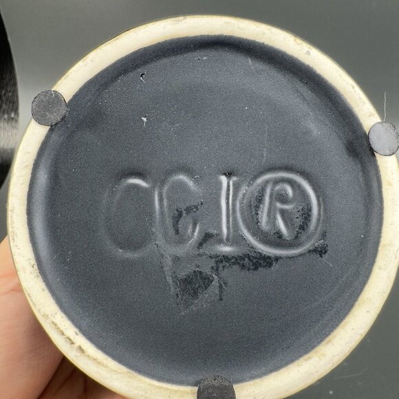 Vintage Hand Made Pottery Vase Vessel Black Glazed With Texture Knobs Signed CCI - Picture 7 of 15